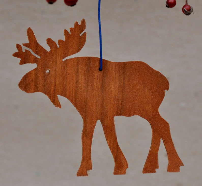 7 Wooden Animal Ornaments Mobiles Woodland Tags Moose Bear Etsy
