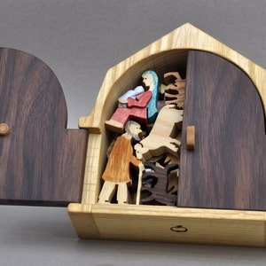 The Christmas Story Unique Nativity Set Wooden Nativity Scene Wood Creche Manger Barn Waldorf Holiday Christmas Gift Made in America Folkart image 5