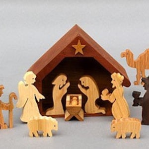 Wooden Nativity Set, Christmas Creche Christmas Decoration Handcarved Scene Miniature Waldorf Children Nativity  Nativity Figurines Holidays