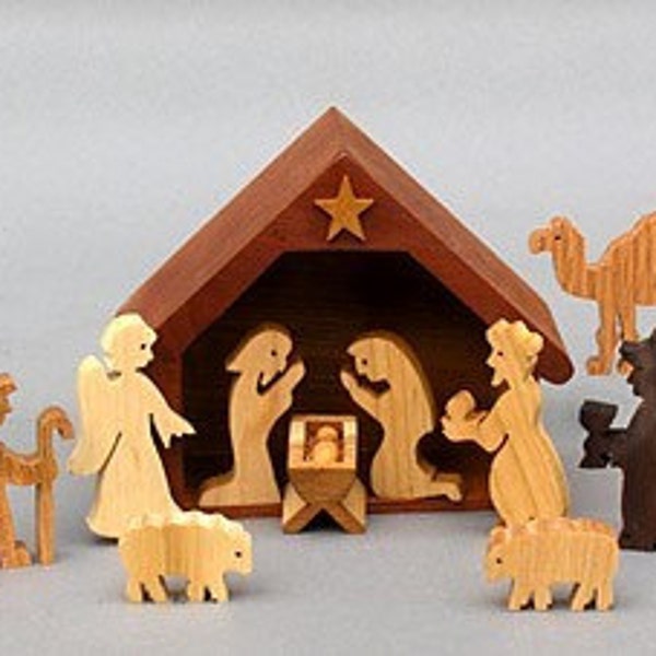 Wooden Nativity Set, Christmas Creche Christmas Decoration Handcarved Scene Miniature Waldorf Children Nativity  Nativity Figurines Holidays