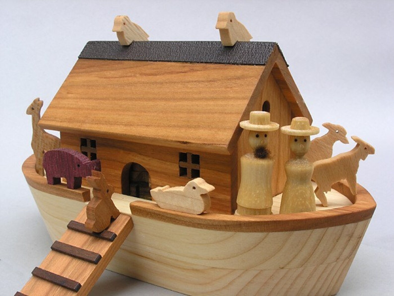 Miniature Noah's Ark With 60 Animals Wooden Noahs Ark - Etsy