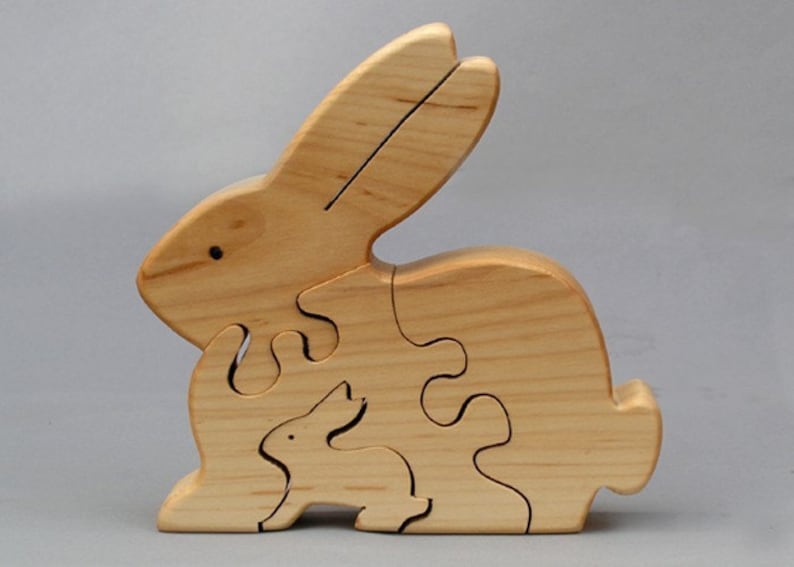 Rabbit Puzzle Wooden Toy for Kids Boys and Girls Wood Toys image 1
