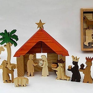 Play Nativity Wooden Nativity Set for Creative Biblical Play Christmas Manger fo Kids, Boys and Girls.