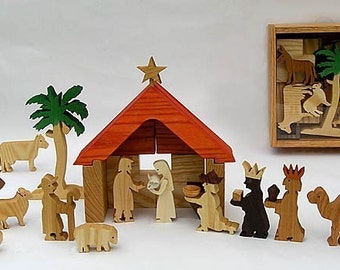 Play Nativity Wooden Nativity Set for Creative Biblical Play Christmas Manger fo Kids, Boys and Girls.