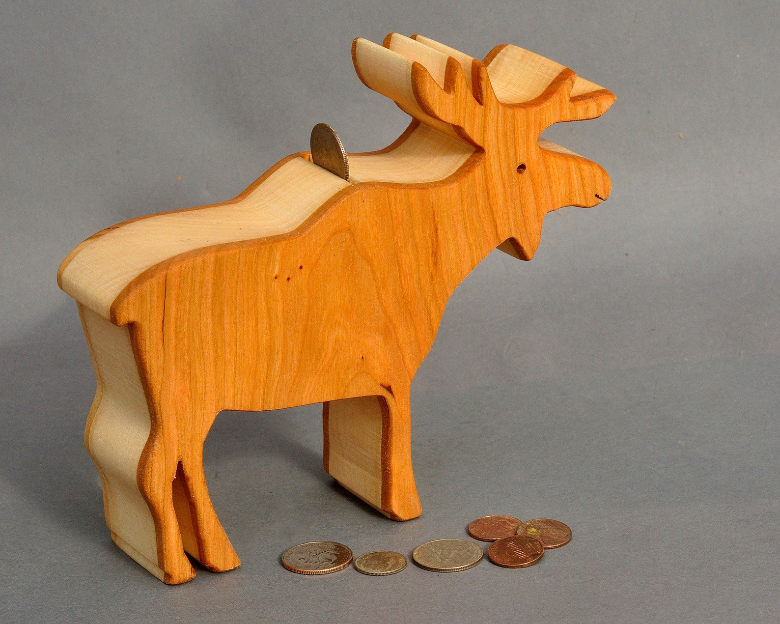 Moose Coin Piggy Bank Savings Bank for Children Wooden Animal Etsy