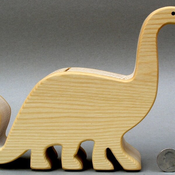 Brontosaurus Piggy Bank Wooden Coin Bank for Kids Babyshowers Boys Girls Gift for Children Toy