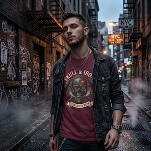 Skull Shirt, Iron Skull T-Shirt, Heavy Metal Tee, Gym Skull, Iron Mind