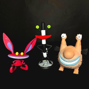 Aaahh!!! Real Monsters Horror Figures Set – Halloween Decor | Nickelodeon Inspired Handmade Fan Art | Creepy 90s Cartoon Gift