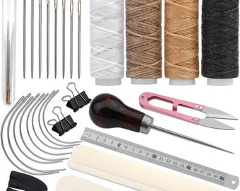 Bookbinding Tools Kit, Bone Folder, Waxed Thread, Needles, Awl