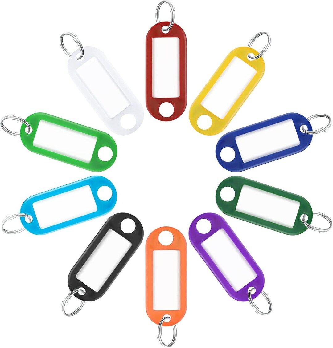 40 Pack Tough Plastic Key Tags With Split Ring Label Window, Assorted ...