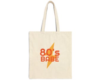 Retro 80's Babe Cotton Canvas Tote Bag | Vintage Style Shopper