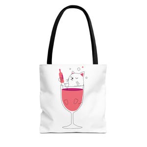 Cute Cat Tote Bag, Beach Bag, Gift for Cat Lovers, Shopping Tote, Funny Cat Art, Summer Accessory