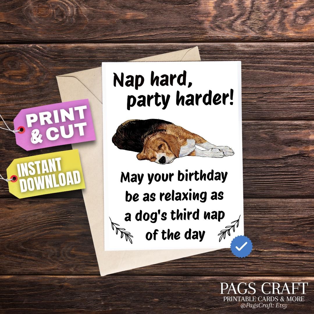 Funny Dog Birthday Card – Instant Download & Printable | Cut-out ...