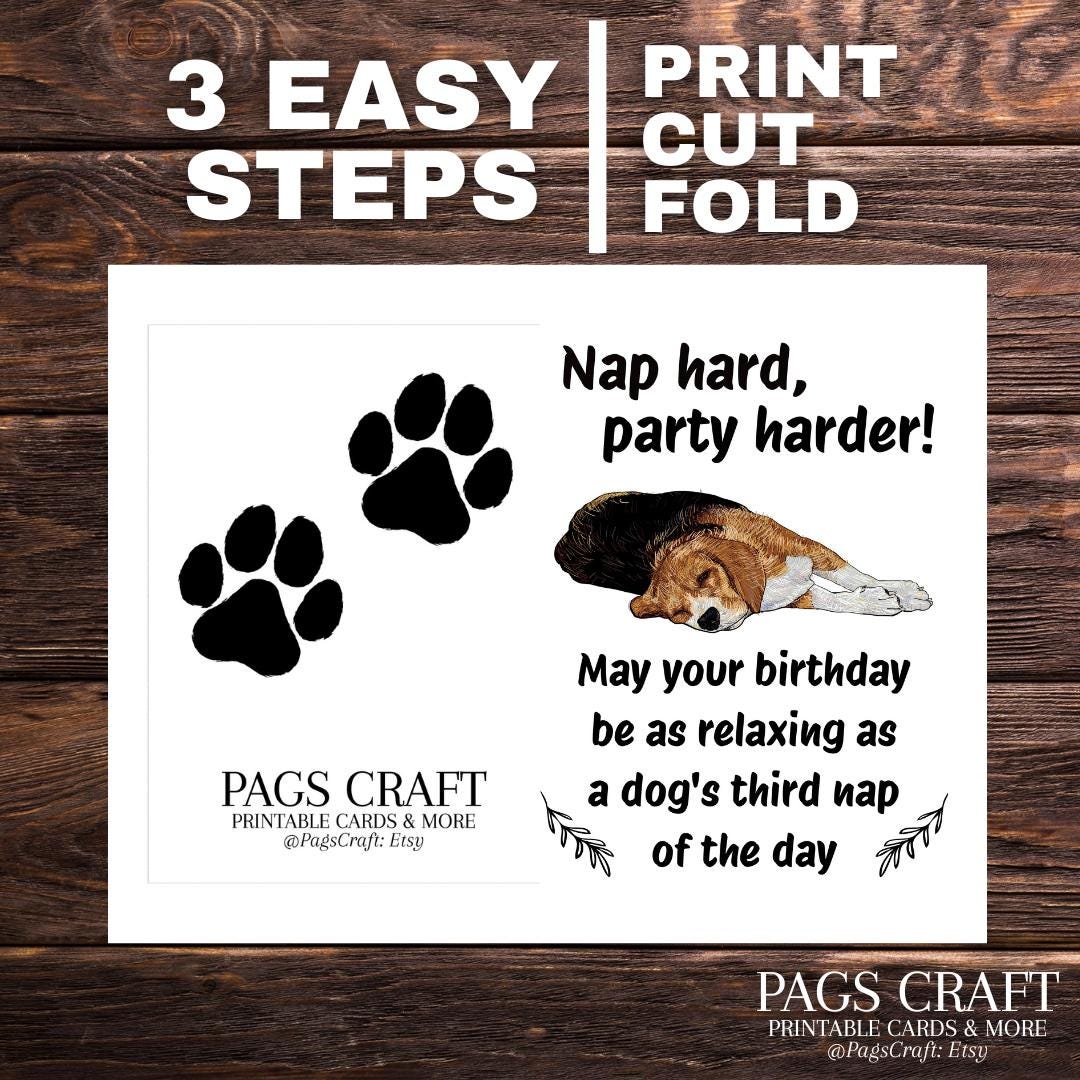 Funny Dog Birthday Card – Instant Download & Printable | Cut-out ...