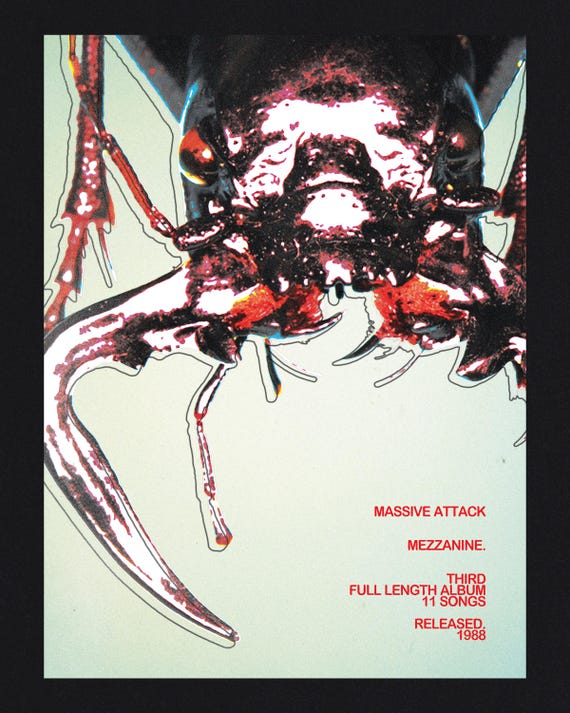 Massive Attack Mezzanine Album Poster Dark Music Wall Art Trip Hop