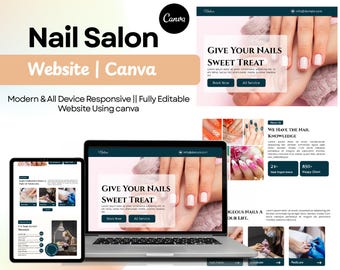 Nail Salon Website Template Editable Canva Design