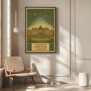 Vienna Baroque Garden Poster,William Morris,Austria Travel Print,Art Nouveau Palace Wall Art,Vintage European Decor,Historic Building Poster