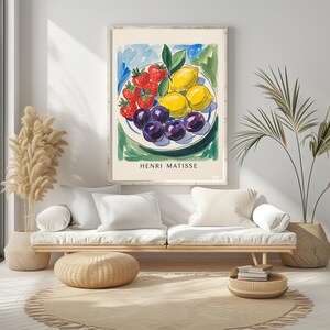 Vibrant Fruit Art Poster, Matisse Style, Colorful Kitchen Wall Decor, Henri Matisse Inspired Art, Modern Home Decoration,Gift for Art Lovers