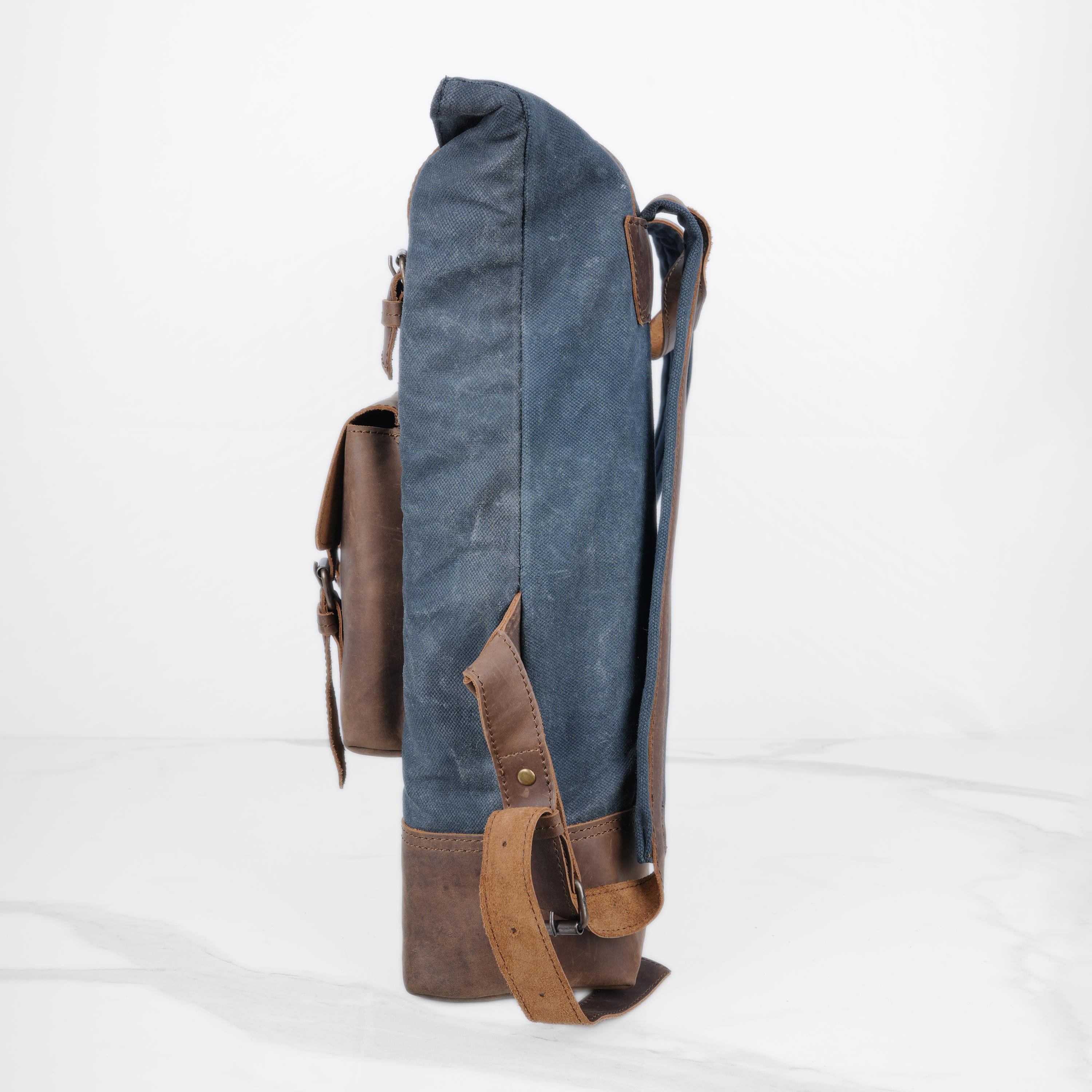 Blue and Tan Roll-Top Backpack with Vintage Style NWOT Origin Series Rolltop Rucksack (Discontinued) | Eagle Creek main image 4