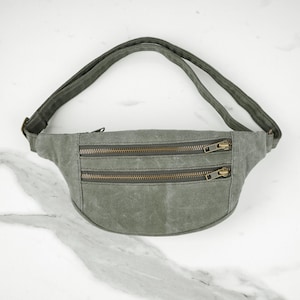 Waxed Canvas Sling Bag: Crossbody Travel Chest Bag with Brass Buckle