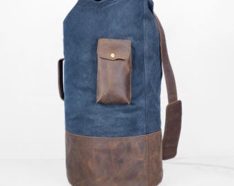 Waxed Canvas & Leather Motorcycle Duffel Bag: Handcrafted Travel Weekender