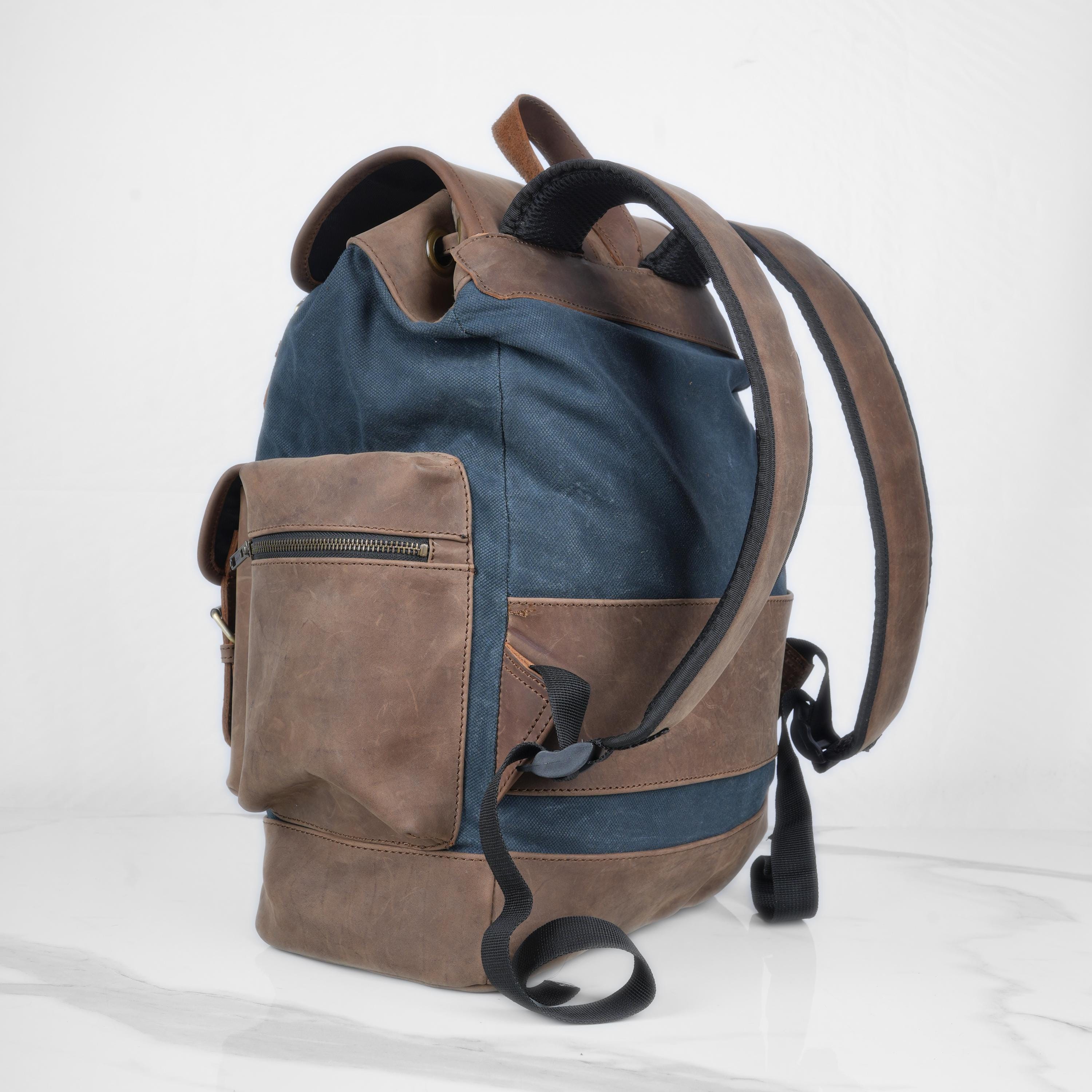 Blue and Tan Roll-Top Backpack with Vintage Style NWOT Origin Series Rolltop Rucksack (Discontinued) | Eagle Creek main image 2