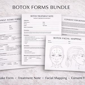 Paquete de formularios de Botox para inyectores / Admisión de neurotoxinas, consentimiento, registro (descarga digital)