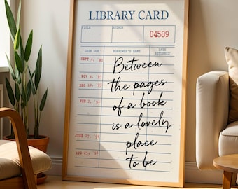 Digital Download Library Card Wall Art | Bookish Decor | Printable for Reading Nooks, Libraries, Bedrooms