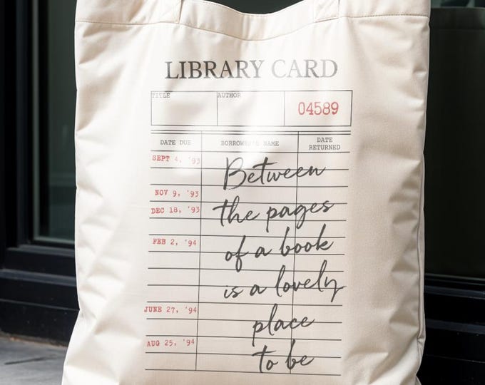 Library Card Canvas Tote | Book Lover Eco-Friendly Bag for Readers | Bookworm Gift