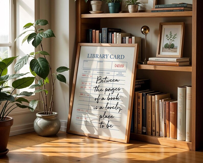 Editable Library Card Wall Art | Canva Template | Printable for Reading ...
