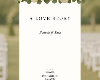 Bookish Welcome Sign | Editable Digital File for Book Themed Wedding | Printable Canva Template