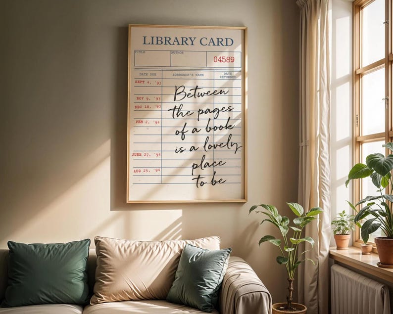 Editable Library Card Wall Art | Canva Template | Printable for Reading ...