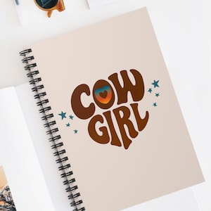 Retro Cowgirl Notebook, Western Heart Journal, Spiral Notebook for Rodeo Lovers, Horse Girl Gift, Lined Pages, Back to School, Cowgirl Gift