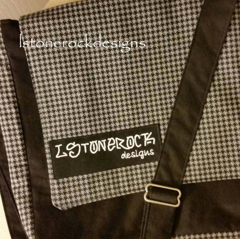 Houndstooth Charcoal Messenger Bag Adjustable Strap Etsy