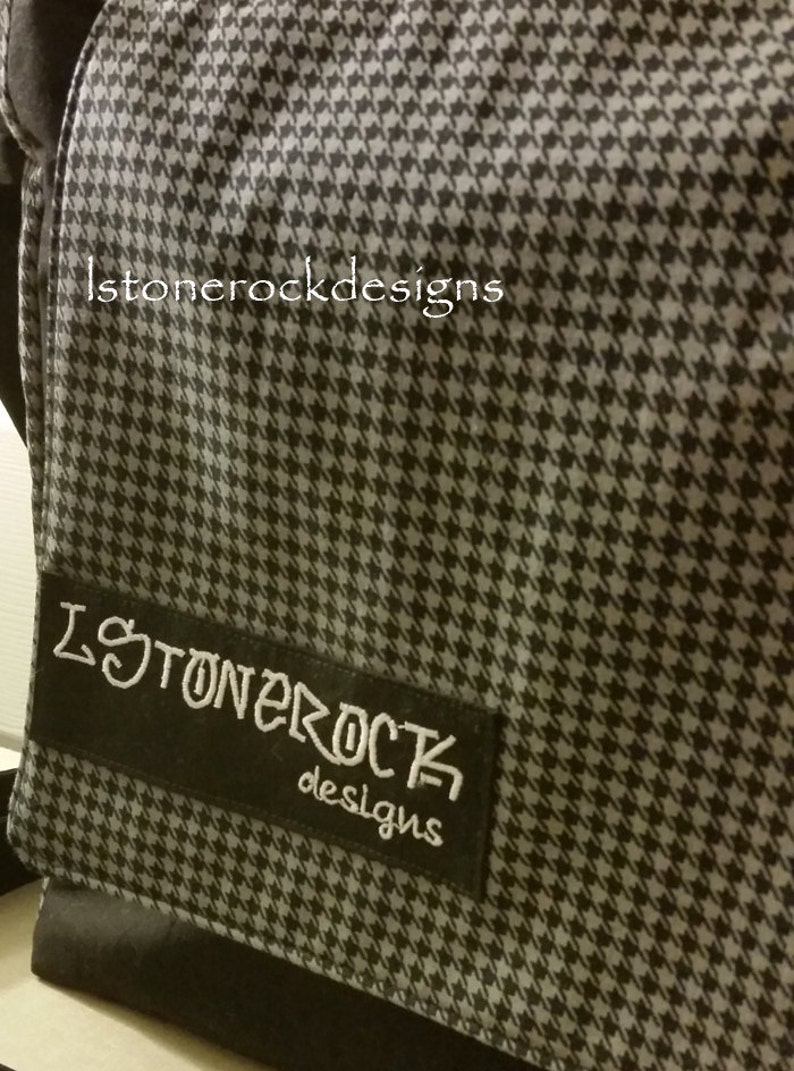 Houndstooth Charcoal Messenger Bag Adjustable Strap Etsy