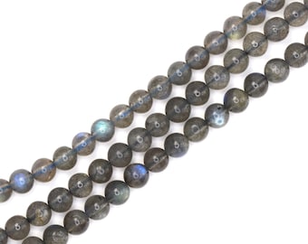Blauwe labradoriet 6 mm gladde ronde kralenstreng