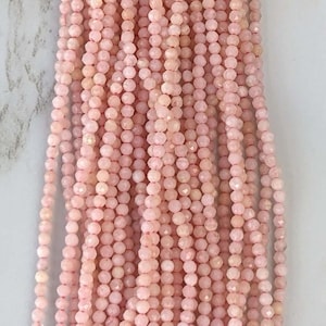 Pink Opal 2mm Faceted Rounds Bead Strand
