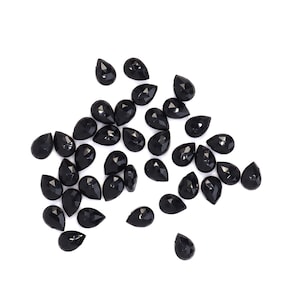 Black Onyx 7x5mm Hand Faceted Pear Briolette Beads Natural Semi Precious Gemstone Beads  Pieces