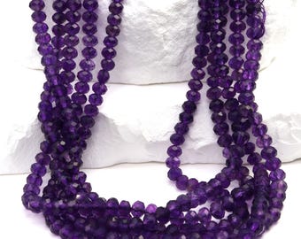Amethyst 4mm Faceted Rondelles Bead Strand