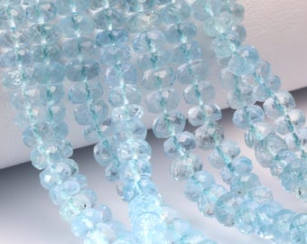 Blue Aquamarine 4.5mm – 5.5mm Faceted Rondelles Bead Strand
