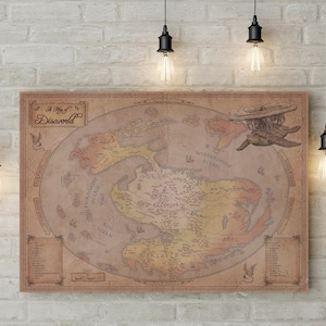 A Discworld World Turtle Map - Fan Designed - Canvas or Poster Art