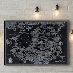 Hyrule Legend of Zelda Midnight Edition Map - Fan Designed - Canvas or Poster Format