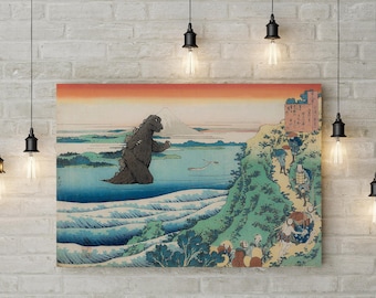 Godzilla Invades the Edo Period - Canvas or Poster Format