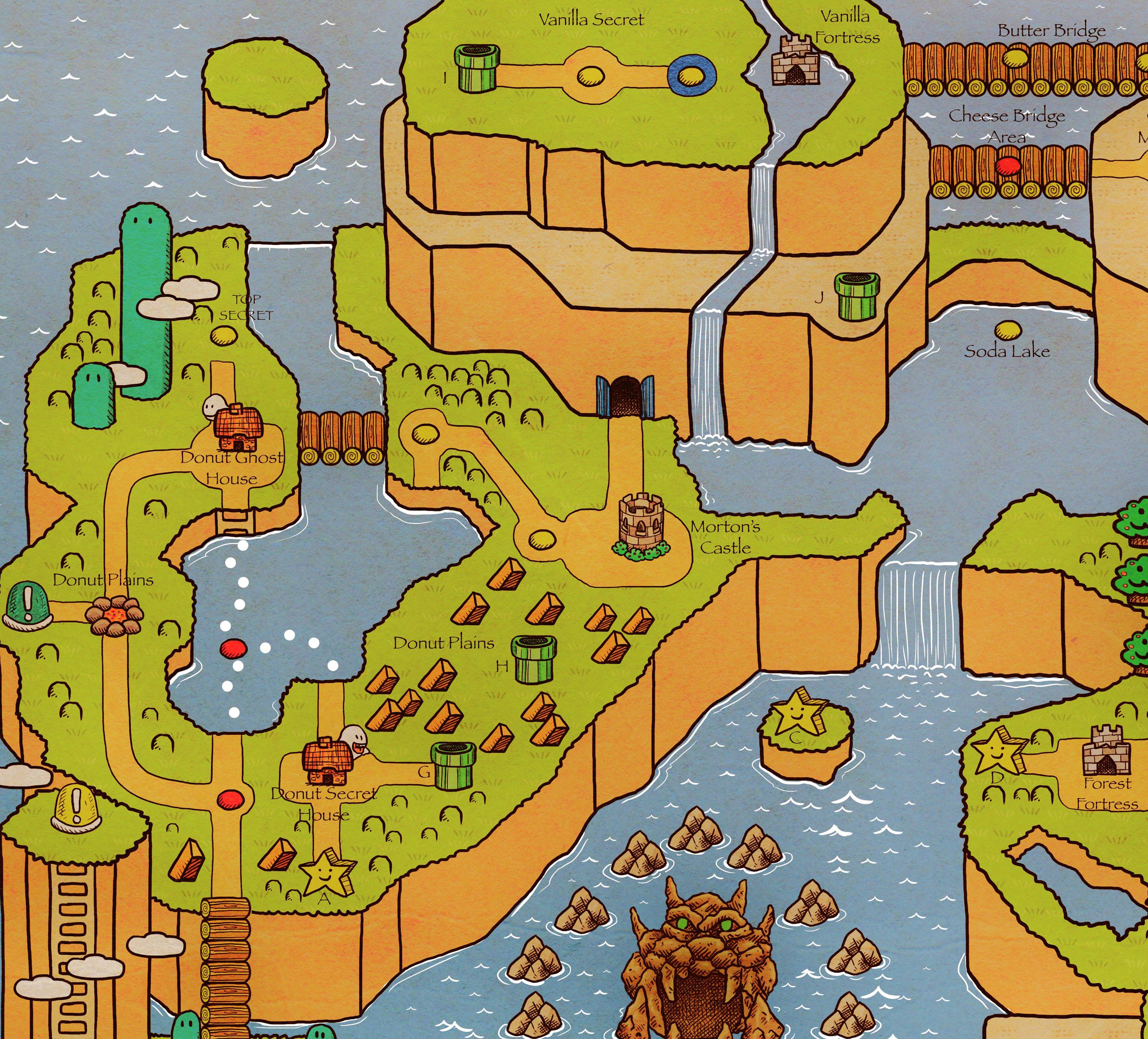 Fall Mario Map Super Mario Map - Fan Designed - Canvas or Poster Art - Etsy