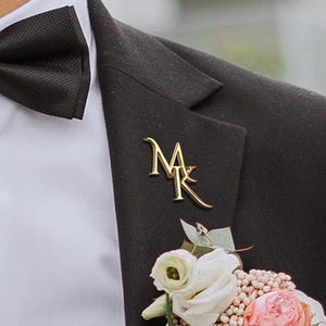Personalized Monogram Brooches, Custom Lapel Pins, Custom Suit Lapel Pins, Groomsmen Gifts, and Wedding Accessories