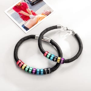 Personalized Medical Emergency Alert ID Bracelet with Engraved Text & 1-10 Rings Emergency Survival Gift for Men Women