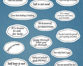 Soft Affirmation Stickers | Digital Mental Health Quotes | Self Love & Healing Stickers for GoodNotes, iPad and Digital Planners