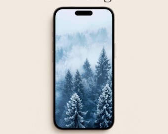 Winter Forest Phone Wallpaper | Snowy Pine Trees (Digital Download)