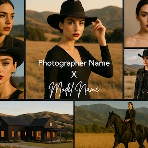 Plantillas de mood board oscuro para fotógrafos / Editables en Canva / Planificador de sesiones fotográficas para proyectos creativos y de marca