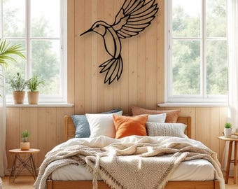 Hummingbird Metal Wall Art – Garden & Patio Decor – Outdoor Metal Bird Sign - Nature Inspired Wall Hanging - Outdoor Garden Art